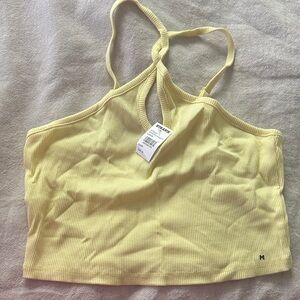 Tilly's Lemon Ribbed Keyhole Top